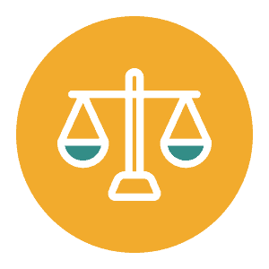 Icon of legal scales of justice