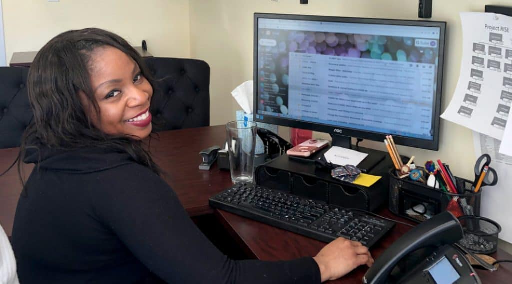Mallory Littlejohn at her new desk.