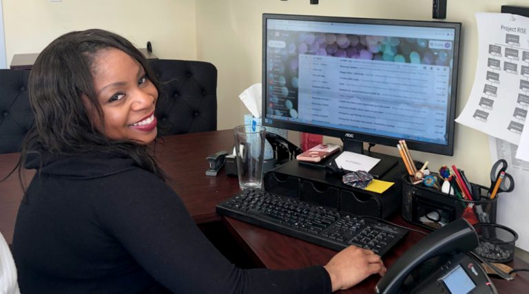 Mallory Littlejohn at her new desk.