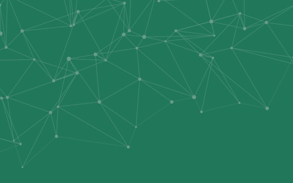 A constellation of white dots connected by transparent lines over a forest green background