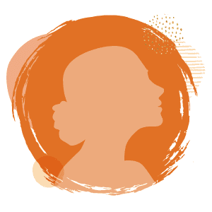 Graphic silhouette profile of a women